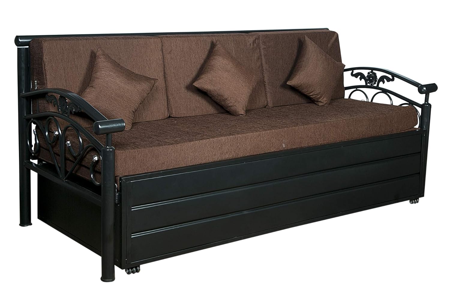 Dream Time Metal Single Size Sofa || Cum Bed with Hydraulic Storage Black Structure Finish || Sofa || Bed || Folding Bed || Folding Sofa Cum Bed | (Brown) Dream Time Metal Single Size Sofa || Cum Bed with Hydraulic Storage Black Structure Finish || Sofa || Bed || Folding Bed || Folding Sofa Cum Bed | (Brown)