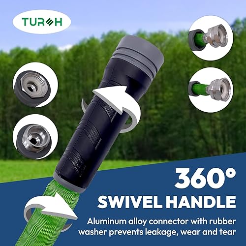 Miniatura 3 de Manguera de jardín resistente (50 pies) + boquilla de pulverización, flexible, ligera, duradera, antitorceduras, manguera de jardín plana, no