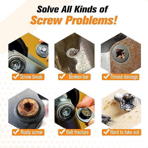 Vista 24 de Nuovoware Juego de extractor de tornillos dañados, 33 piezas mejoradas, kit extractor de tornillos pelados fácil de quitar, juego de removedor