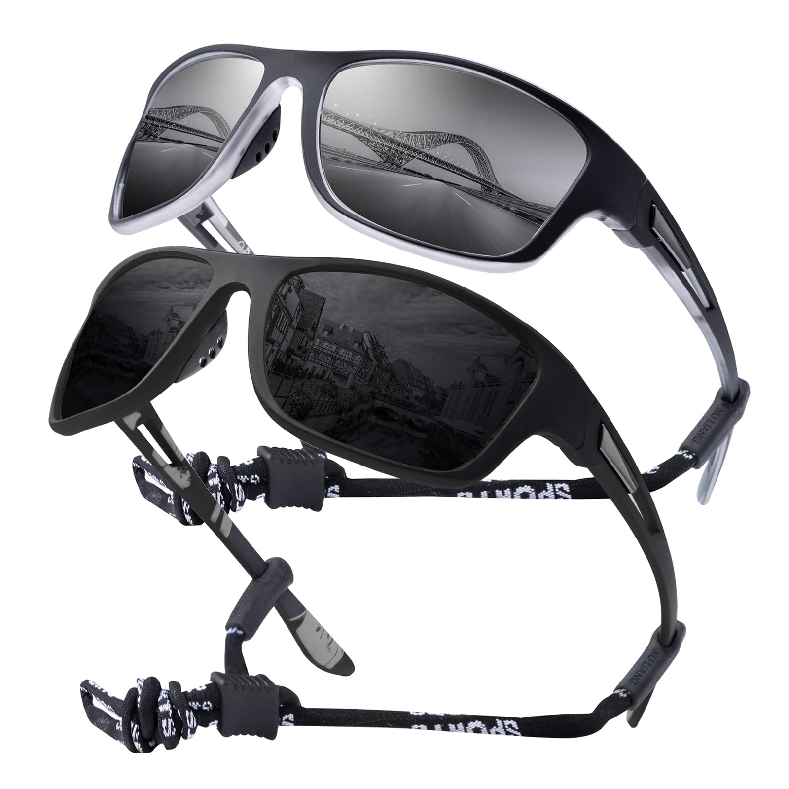 OKH 2 gafas polarizadas UV400 para hombres y mujeres que se han envuelto alrededor de gafas de sol deportivas, ciclismo para bicicletas, pesca, correr, escalada, béisbol