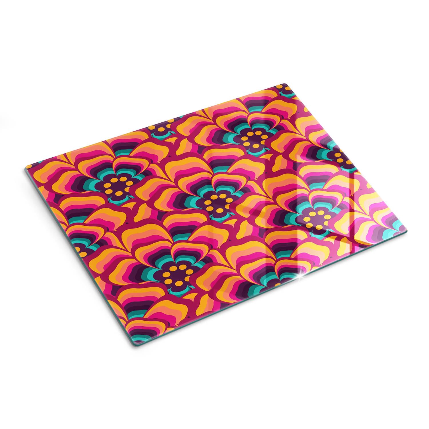 Multifunzione: Tagliere in vetro e coperchio 40x30 cm Motivo floreale