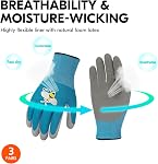 Vgo 3Pairs Age 5-7 Kids Gardening Gloves,Children Yard Work Gloves,Soft Safety Rubber Gloves(XXS,Blue+Green+Purple,RB6013-KID)