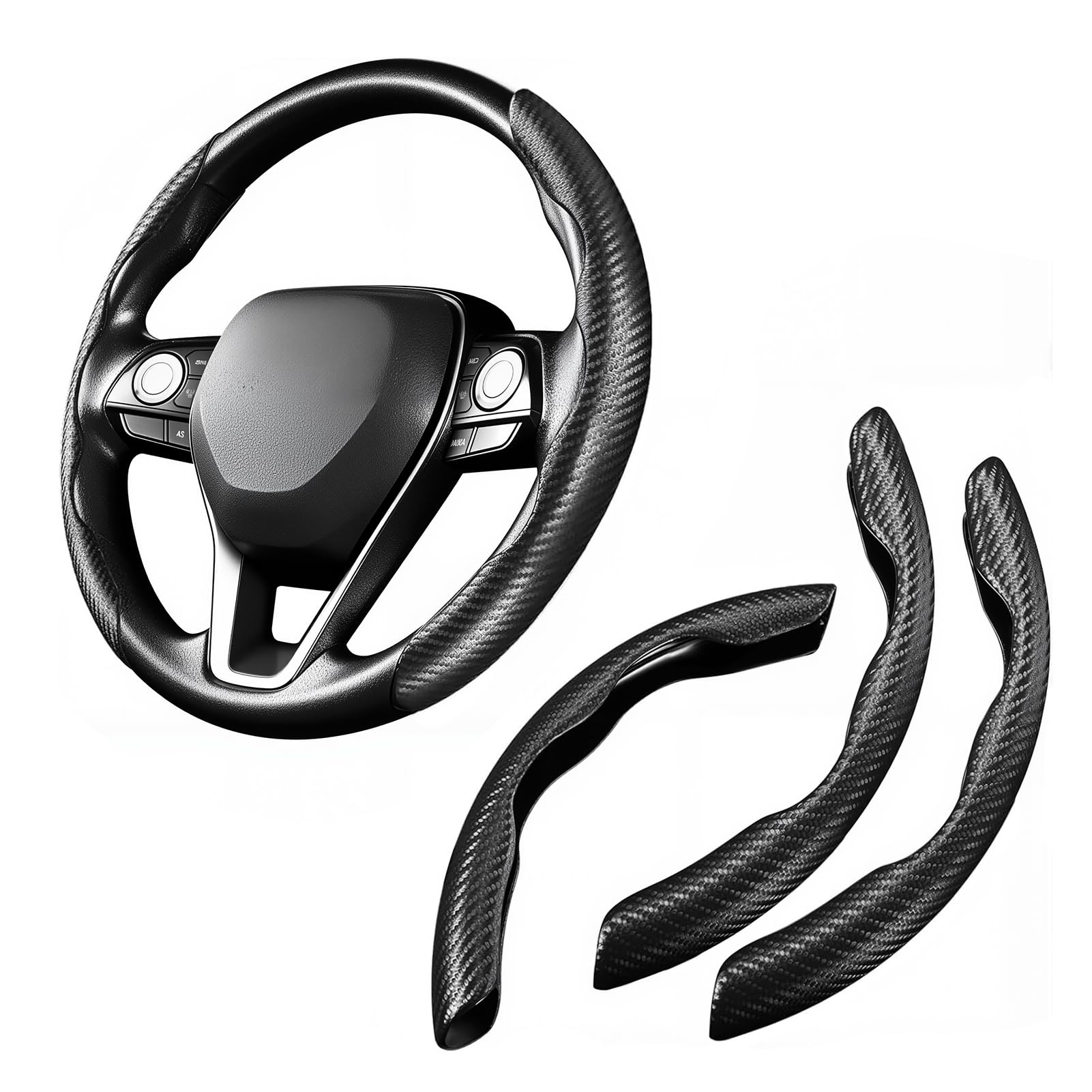 Universal Lenkradabdeckung Aus Carbonfaser - 3-teiliges Set Für Besseren Griff