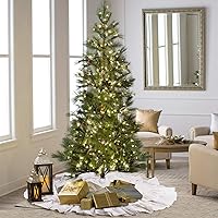 Vista 9 de yuboo Falda de Árbol de Navidad Bohemia Blanca, 48 Pulgadas, 6 Capas, Rústica Esponjosa con Volantes, Alfombrilla de Falda de Árbol