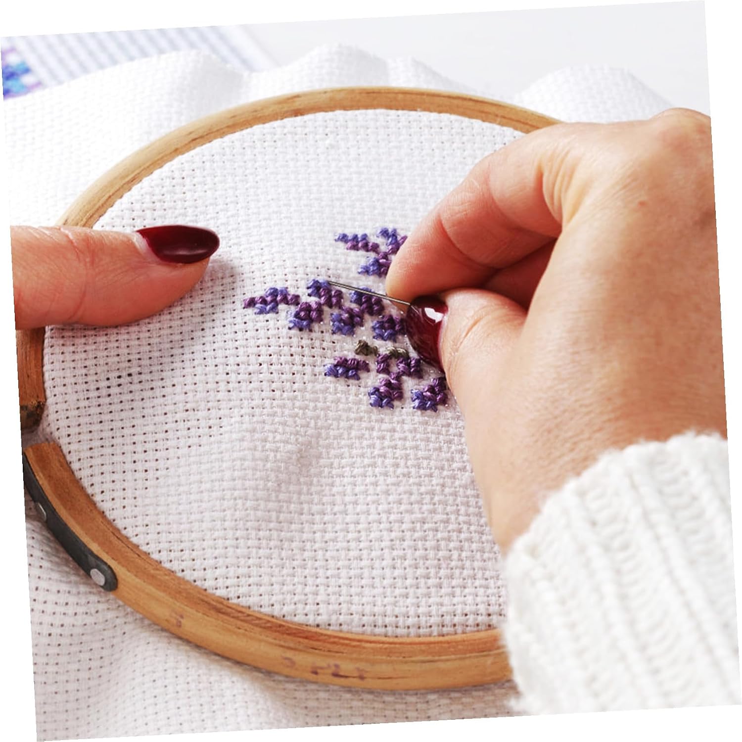 STOBAZA 12 Pcs Cross Stitch Fabric Cloth White Cotton-Polyester Blend with Design for Accurate DIY Embroidery Includes Beginner-Friendly for Home Decoration and Craft Projects