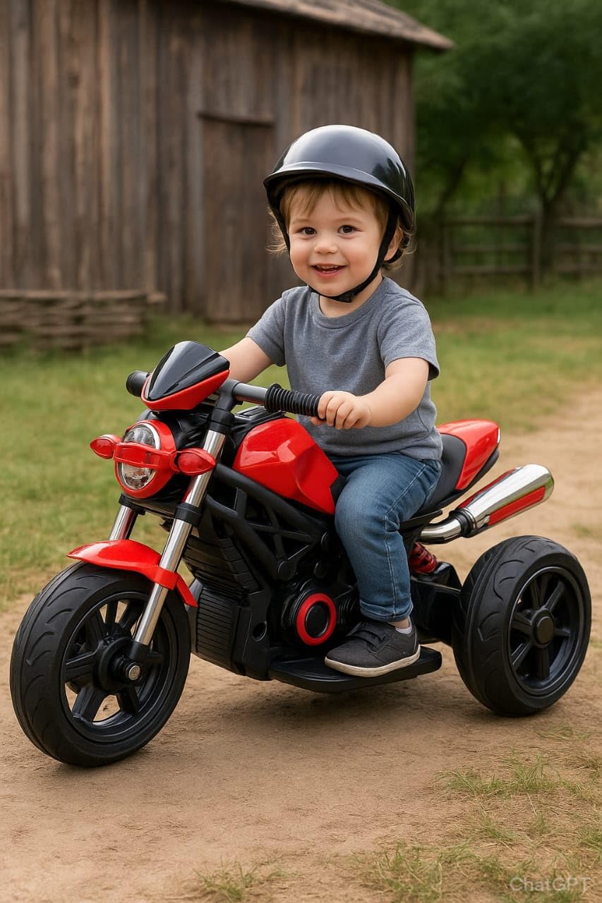 Happy Goods Three-Wheeled Harley Electric Battery Operated Ride on Motorbike for Kids of Age 2 Year to 8 Years with Foot Accelerator -Multi Color-image-20