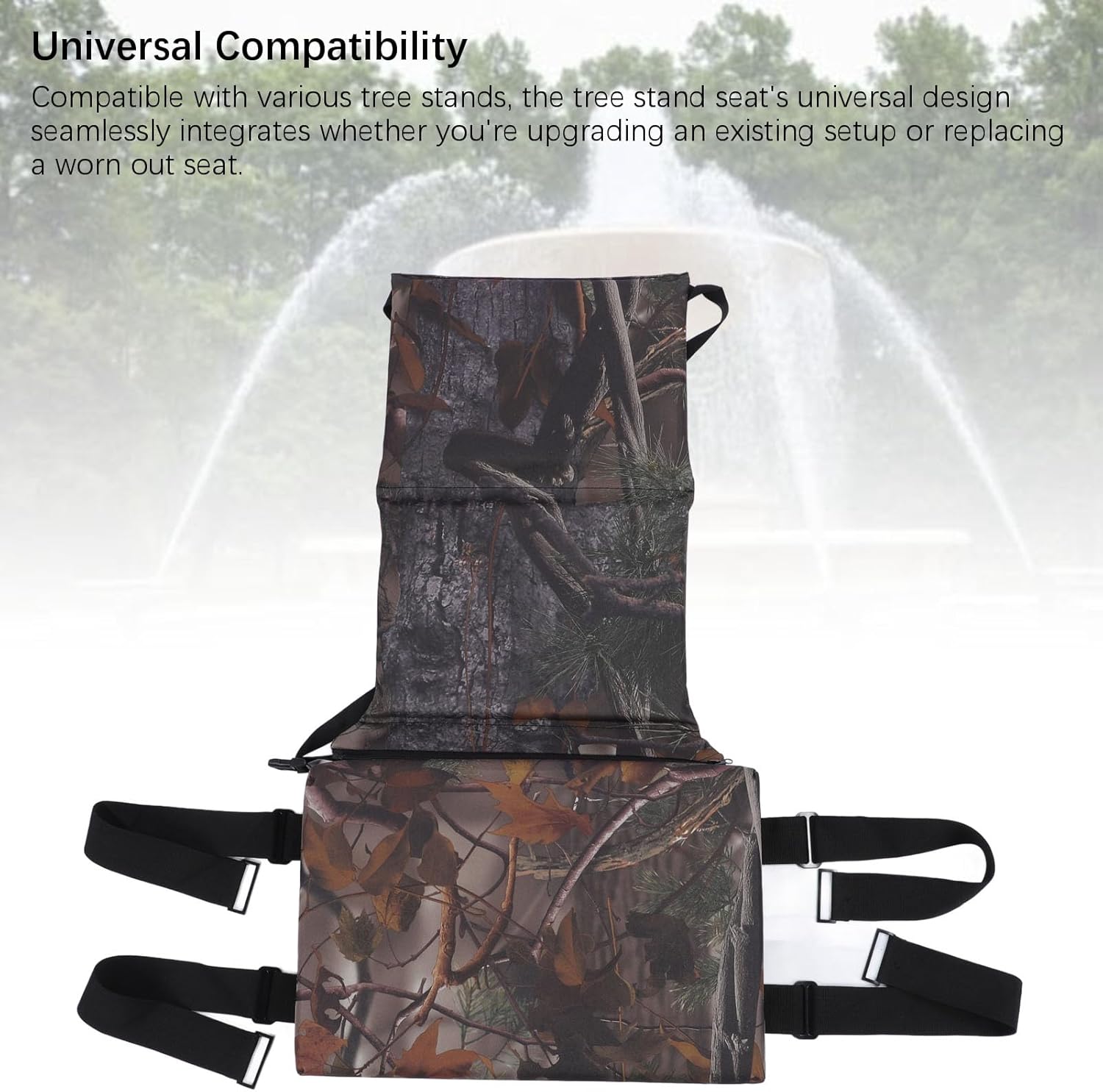 Seat Cushion with Tree Stand, 600D Oxford Fabric, Sponge Foam Mat, Adjustable Folding Seat Cushion with Tree Stand for Outdoor Sports