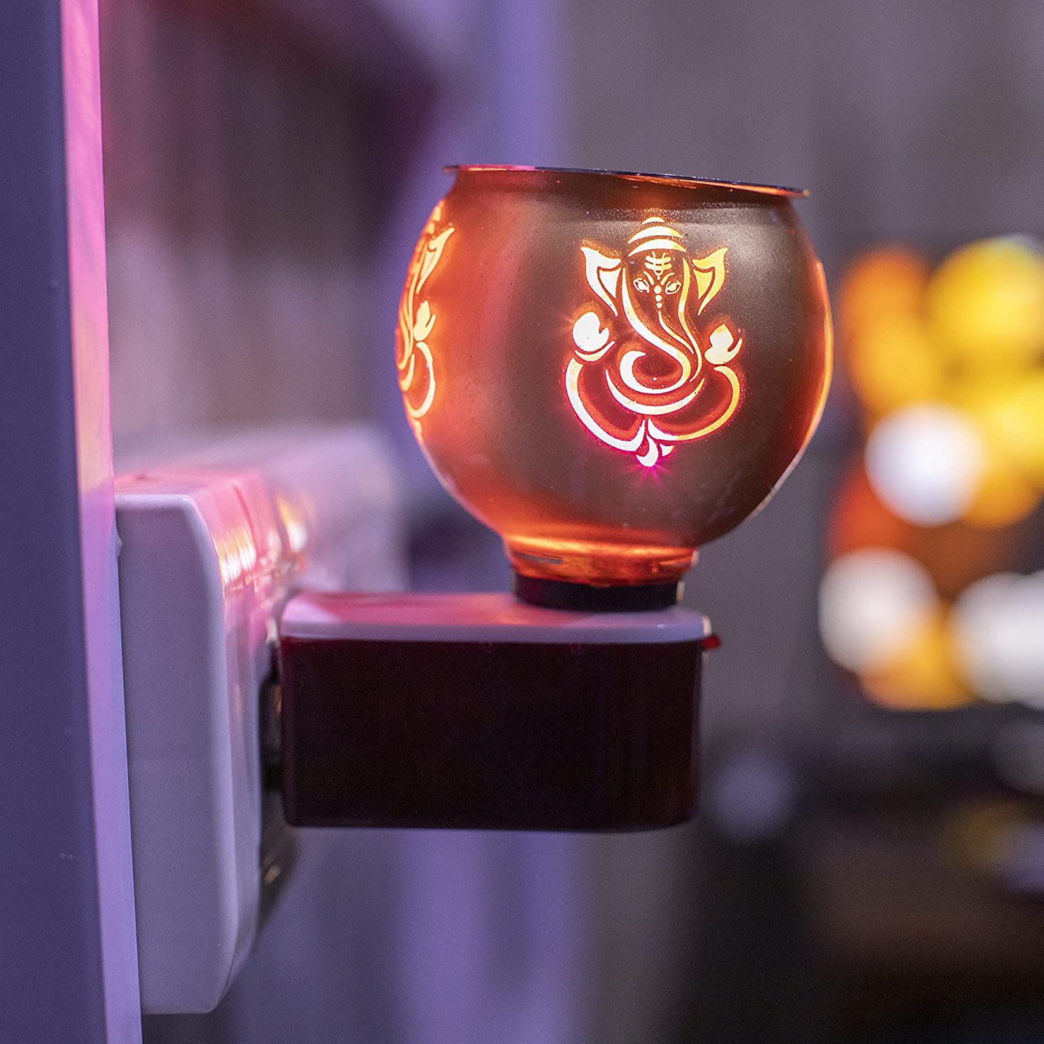 SWELLMED Fancy Night lamp Kapoor dani with 20gm Camphor Tablets Multi Design,Aroma Burner,Kapoordani Diya,Electric kapurdani,Dhoop Dani,Camphor Diffuser Steel Ceramic for Home,Office (Ganesha)