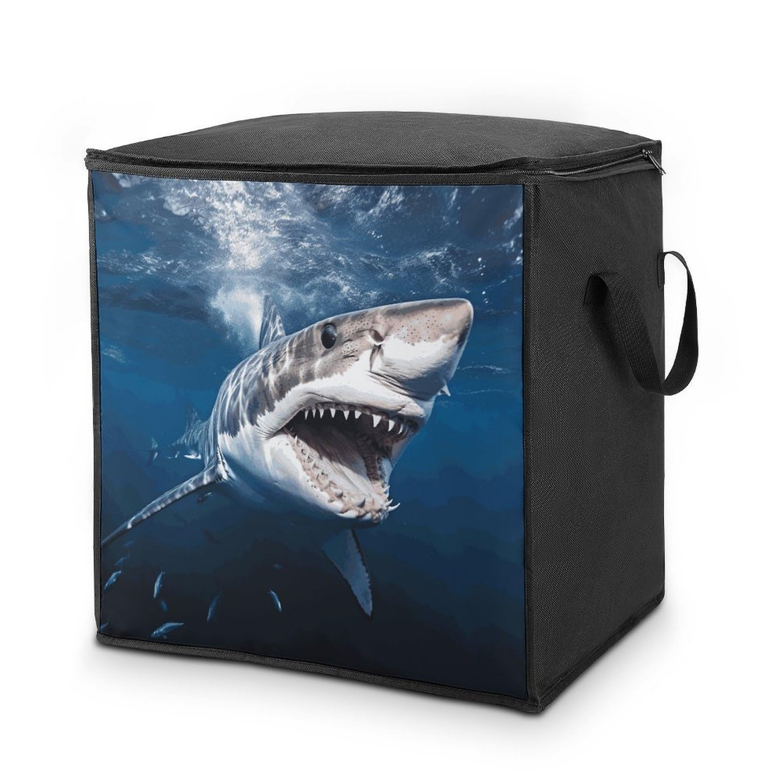 Fekiloot Style Great White Shark Opens Mouth Storage Bags With Reinforced Handles,Moving Bag With Zipper,Closet Organizers,Compression Packing Cubes