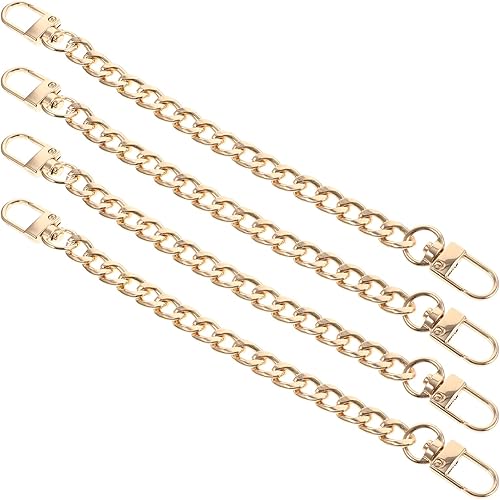EXCEART 4Pcs Purse Chain Strap Iron Flat Chain Strap Purse Strap Extender Handle Bag Accessories Shoulder Cross Body Replacement Straps with Metal