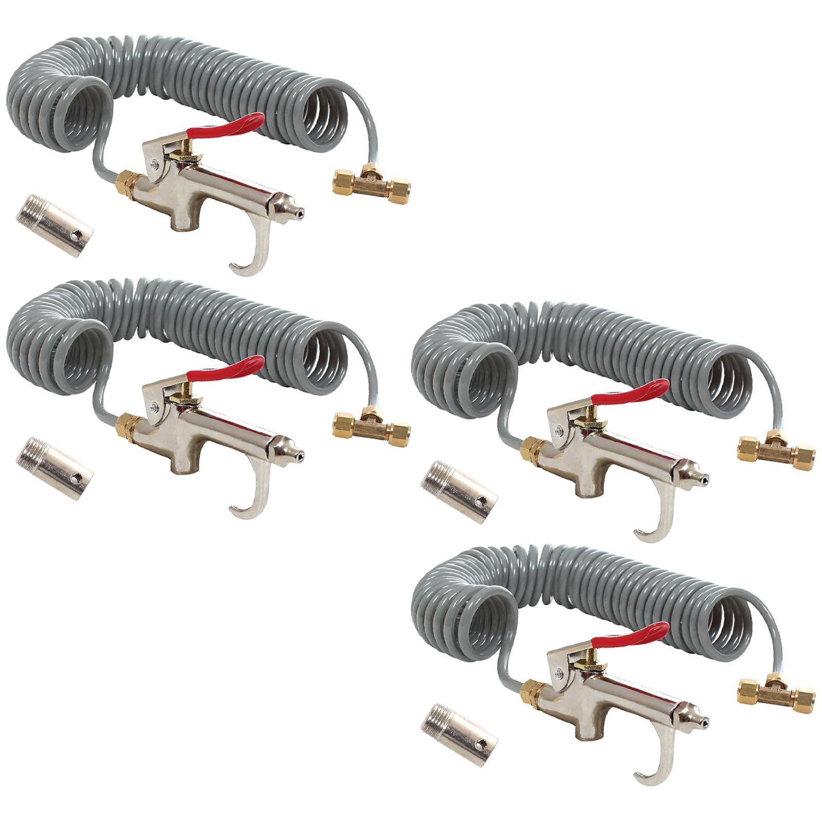 Kit de 4 pistolas de aire para asiento de camión, manguera de retroceso de 3,5 m, rosca NPT de 1/4 pulgadas, kit de pistola de soplado de aire de 90 psi, pistola de soplado de plumero de aire