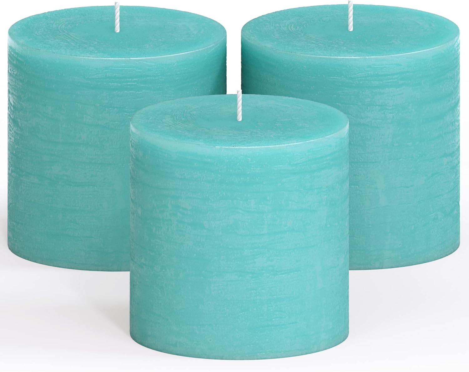 CANDWAX 3x3 Pillar Candle Set of 3 Decorative Rustic Candles Unscented and No Drip
