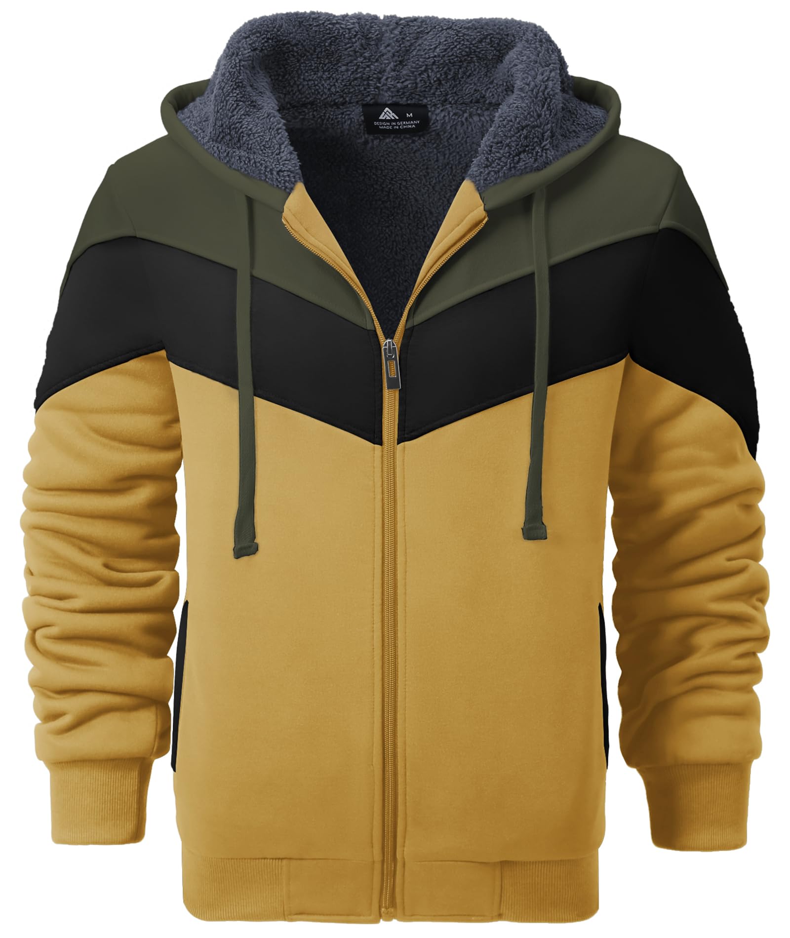 JACKETOWN Herren Kapuzenpullover Sweatshirt Reißverschluss Sweatjacke Gefüttert Hoodie Warm Fleece Winterjacke Teddyfutter Fleecejacke mit Kapuze
