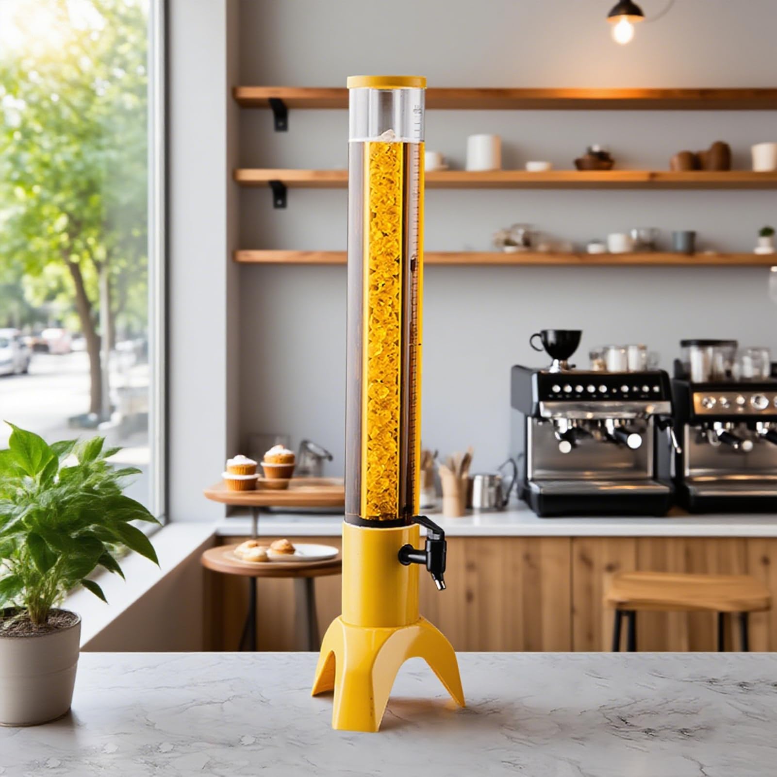Spillatore Birra da Casa Torre di Mimosa Alta con Linee di Scala, Frigorifero Luminoso per Bevande, Mantiene Fresche e Refrigerate, Dispenser di Birra a Forma di Giraffa per Ristoranti/ Pub/ Picnic/ F