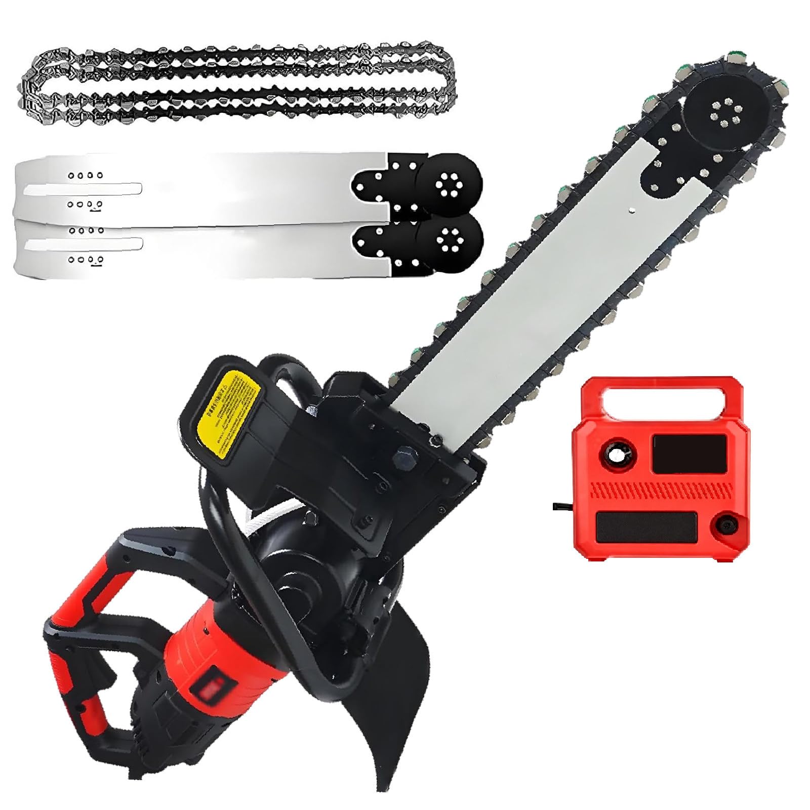 Sushangmao Electric Concrete Saw/Handheld Electric Chainsaw Wall Cutter, 350mm/480mm Depth, Includes 2 Diamond Chains And 2 Guide Plates, For Granite, Concrete, And Marble 9800W
