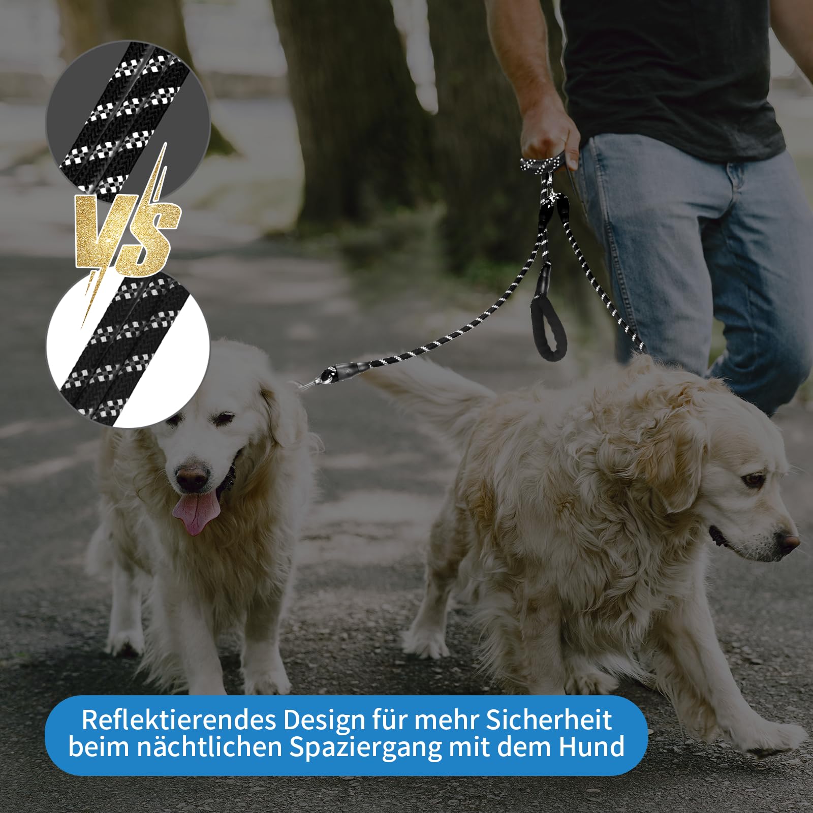 Guinzaglio Doppio Per 2 Cani - Girevole 360° Per Cani Piccoli Fino A 15kg