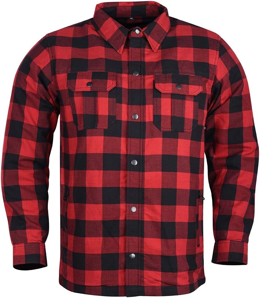 bikersgearonline Men’s Armored Checkered Flannel Biker Shirt with Kevlar, Waterproof zippers & C.E. Armors bikersgearonline Men’s Armored Checkered Flannel Biker Shirt with Kevlar, Waterproof zippers & C.E. Armors