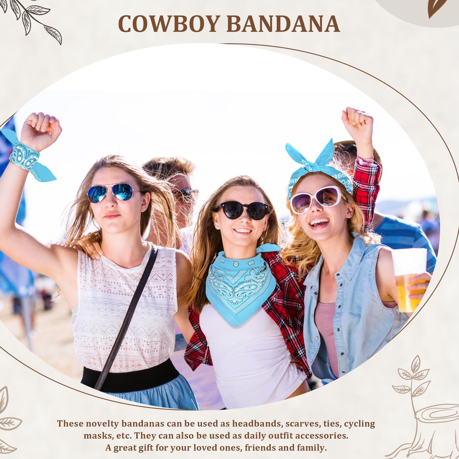 Lot de 36 bandanas de cowboy en polyester multi-usages pour homme et femme