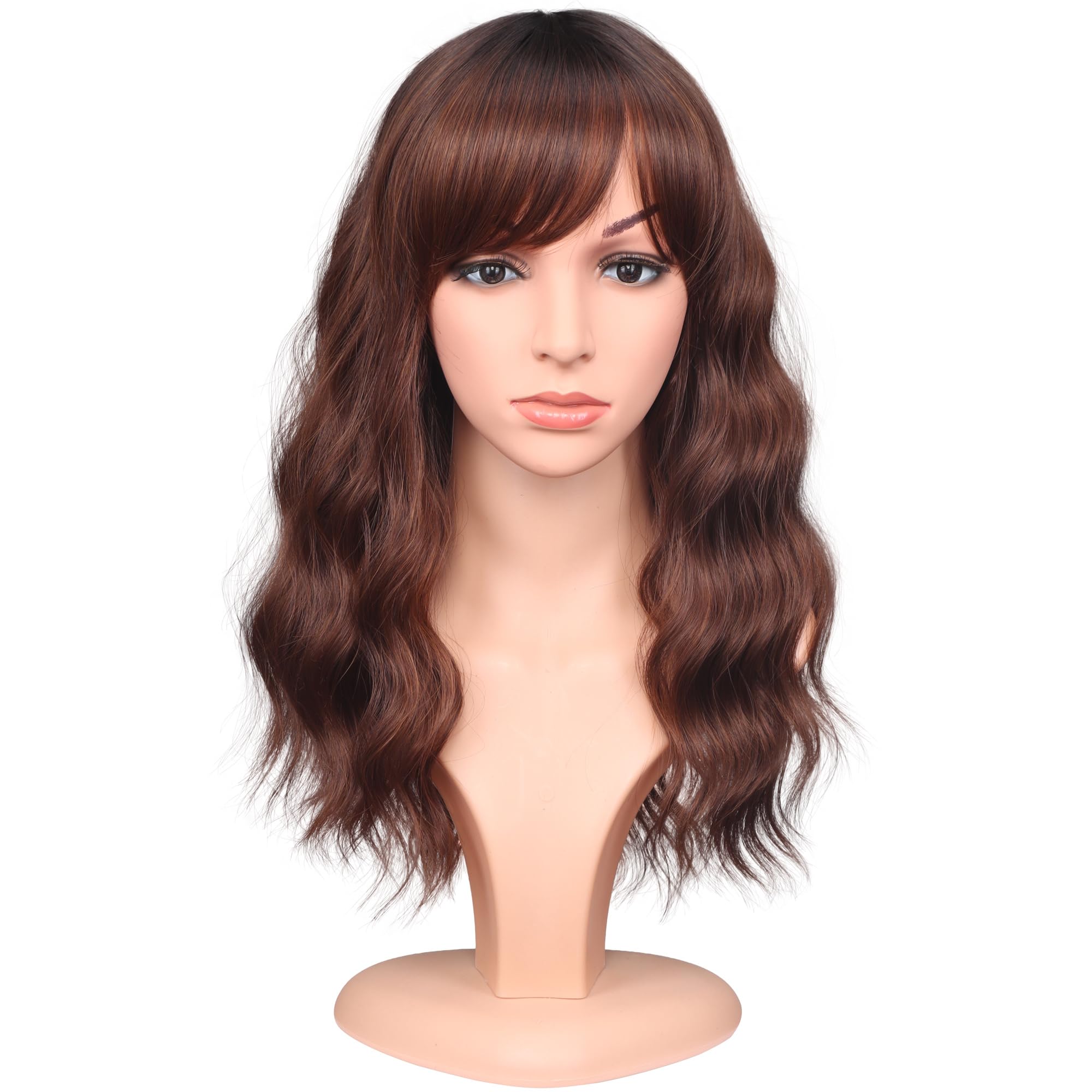 Heat-Resistant Wavy Synthetic Wig with Adjustable Breathable Cap