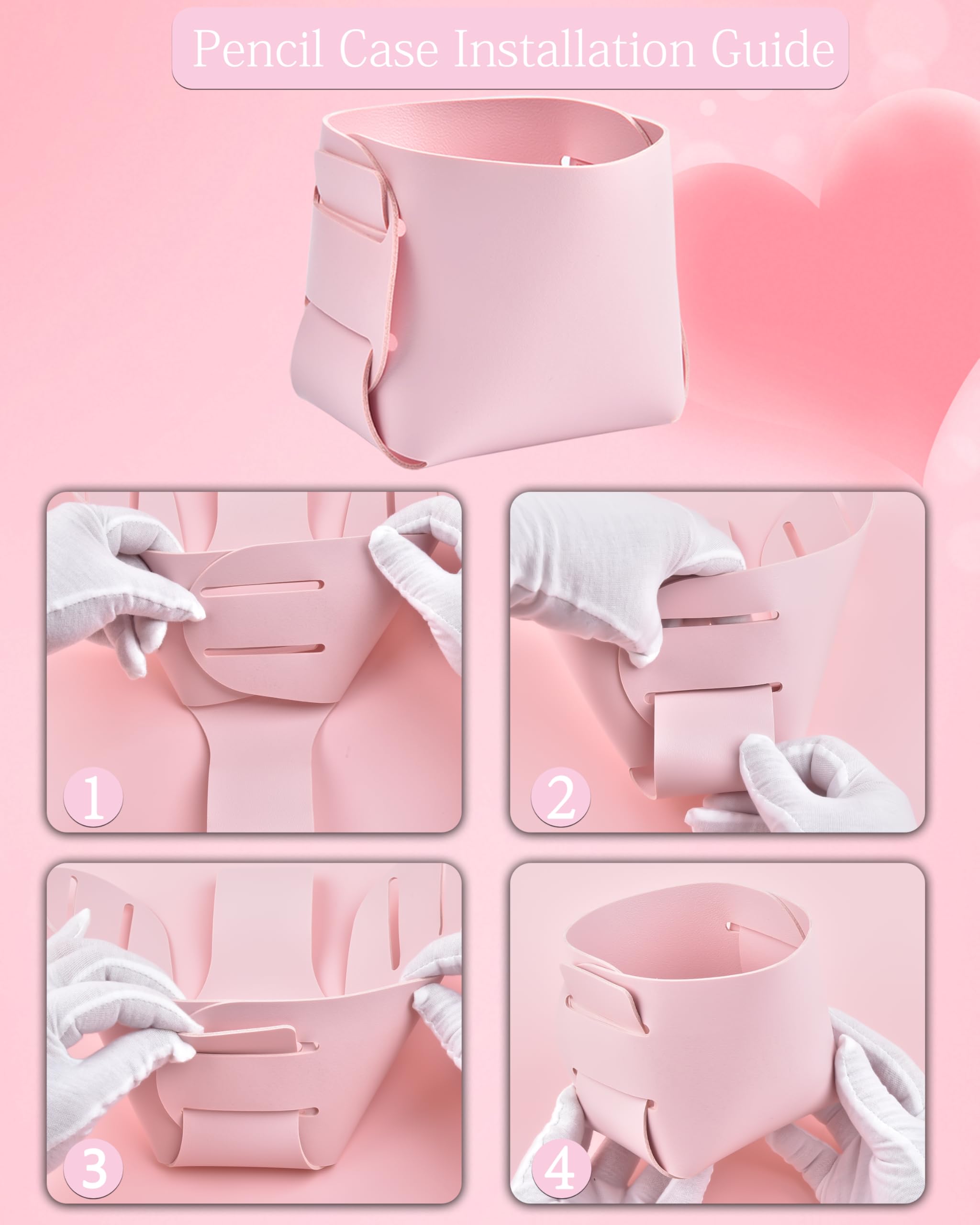 Pinkes Schreibtischzubehör, Federmäppchen, Hefter, Stift und eine Menge Bürobedarf, rosa Bürobedarf, wunderschön präsentiert in einer Geschenkbox