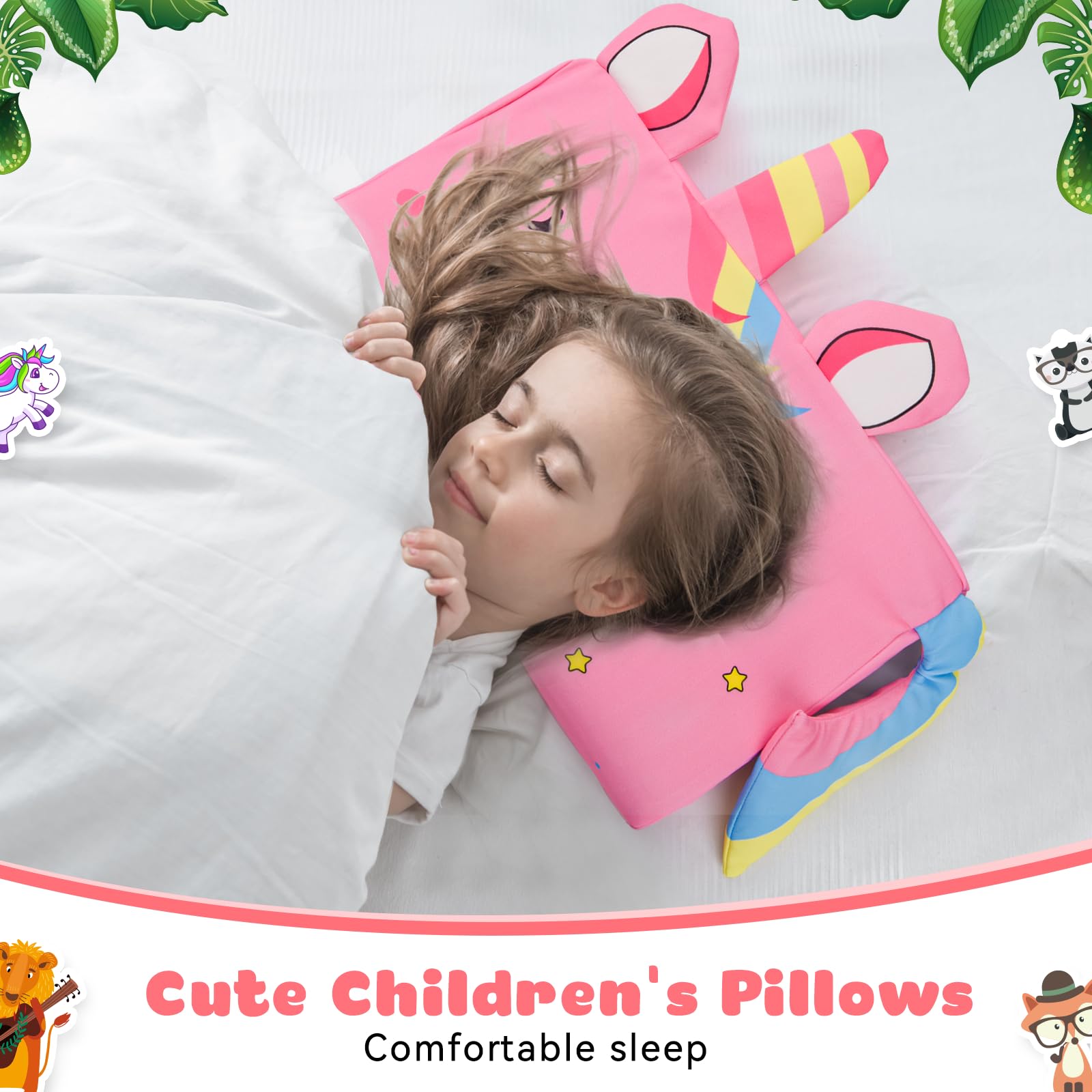 YAOZUP Cuscino Memory Foam Bambini,Cuscino Culla,Cuscino per Bambini con Federa,Ipoallergenico,Anti Acari,Cuscino per Bambini per Sonnellini per Ragazzi e Ragazze (3-10 Anni) (Unicorno)