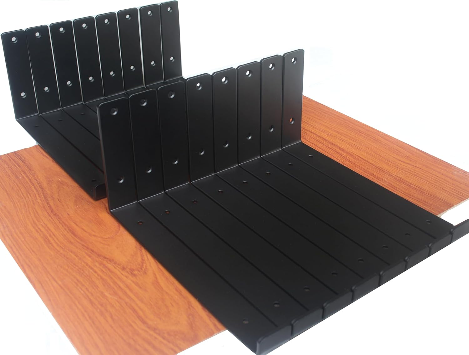 16 Pack - 11.25"L x 6"H x 1.5"W J Lip Shelf Bracket Rustic Industrial Farmhouse Iron Metal Wall Floating Shelf Bracket Metal Shelf Bracket, Industrial Shelf Bracket Shelf Supports with Screws 16 Pack 11.25 inch