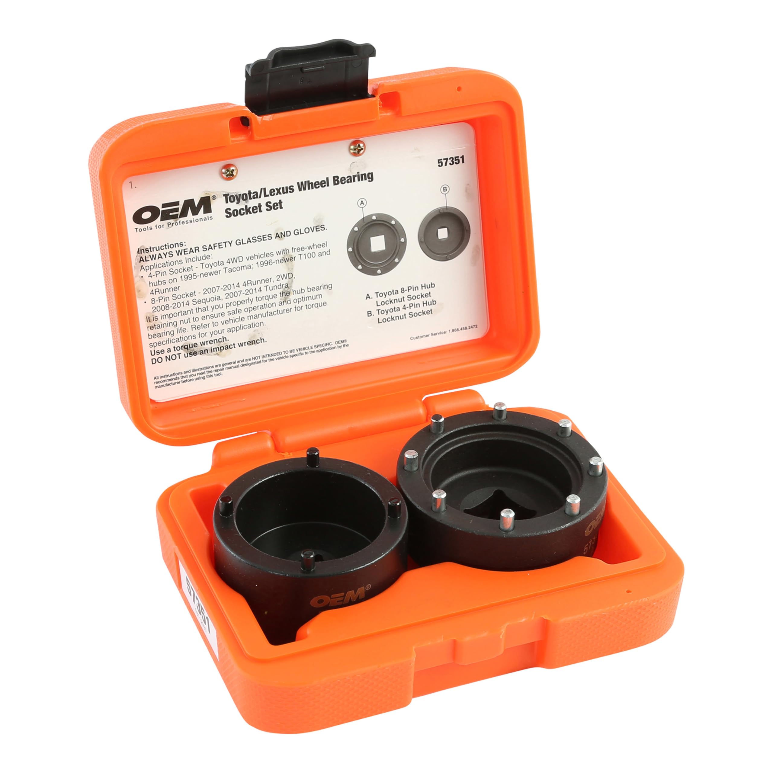 OEMTOOLS 57351 8 and Toyota 4 Pin Hub Locknut Socket, Removes and Installs Locknuts on Tacoma, 4Runner, and T100 4WD, Sequoia, and Tundra 2WD, 1/2 and