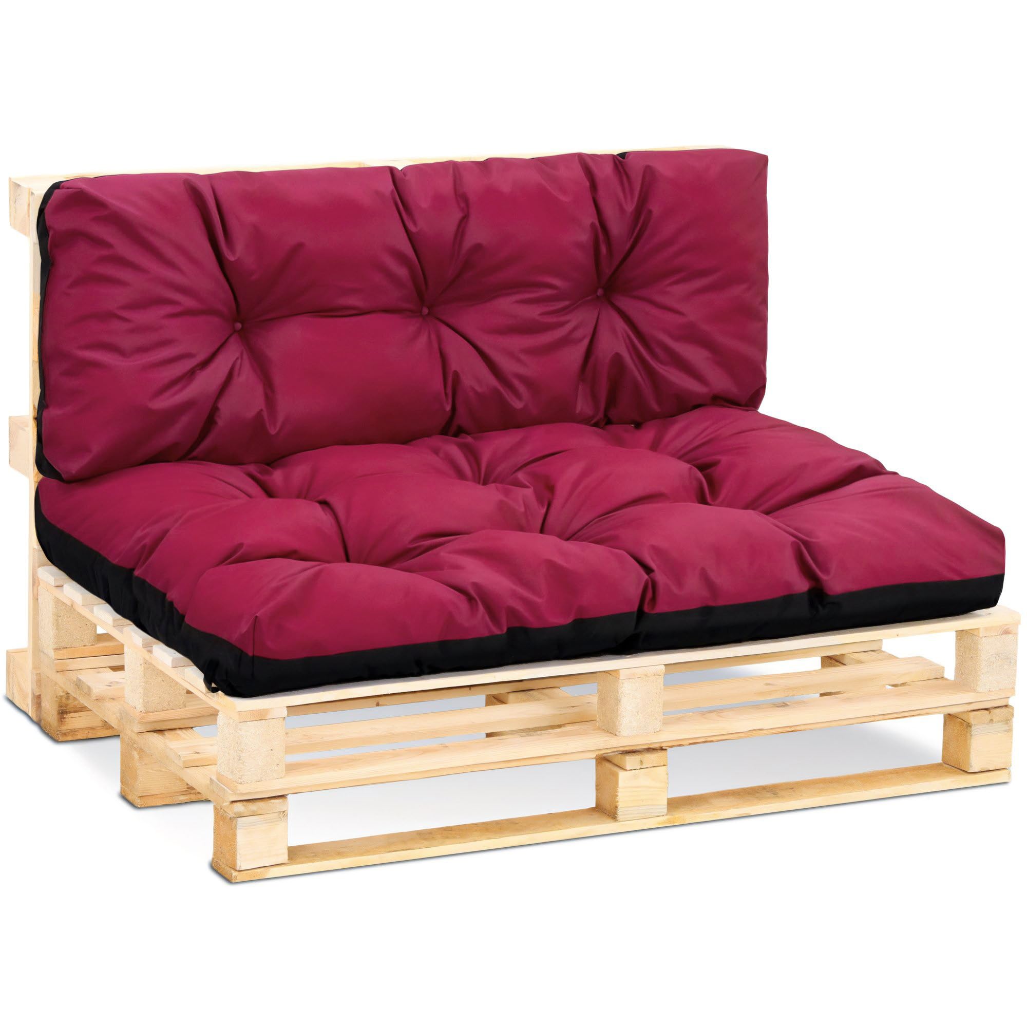Amazinggirl Cojines para palets Exterior 120x80 cm - Cojín por Palet o Cojin jardín por Banco terraza balcón y Patio Almohada para Asiento en Jardin 120 x 80 Burdeos