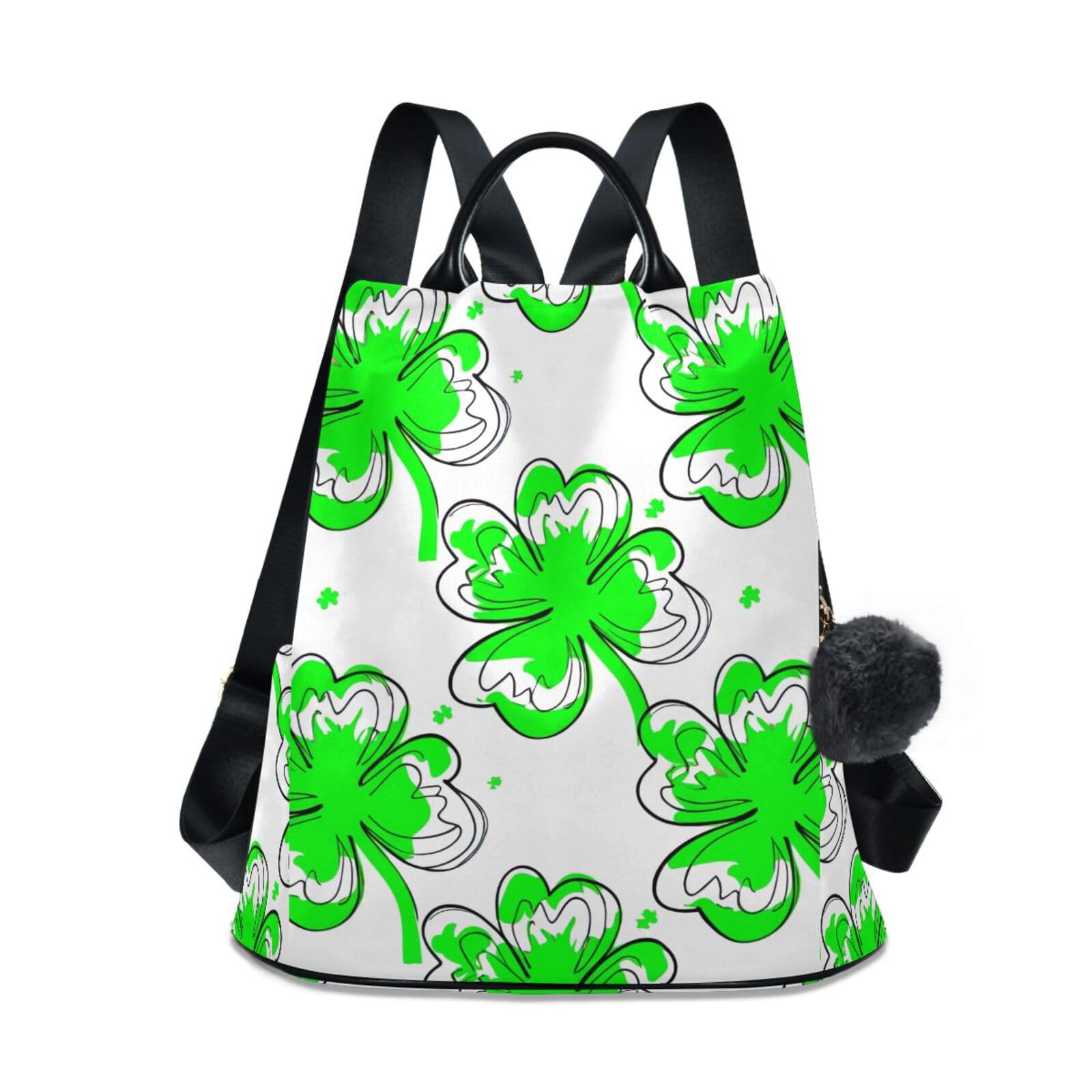 Mochila antirrobo para mujer blanca de Green Leaf Clovers de viaje 8