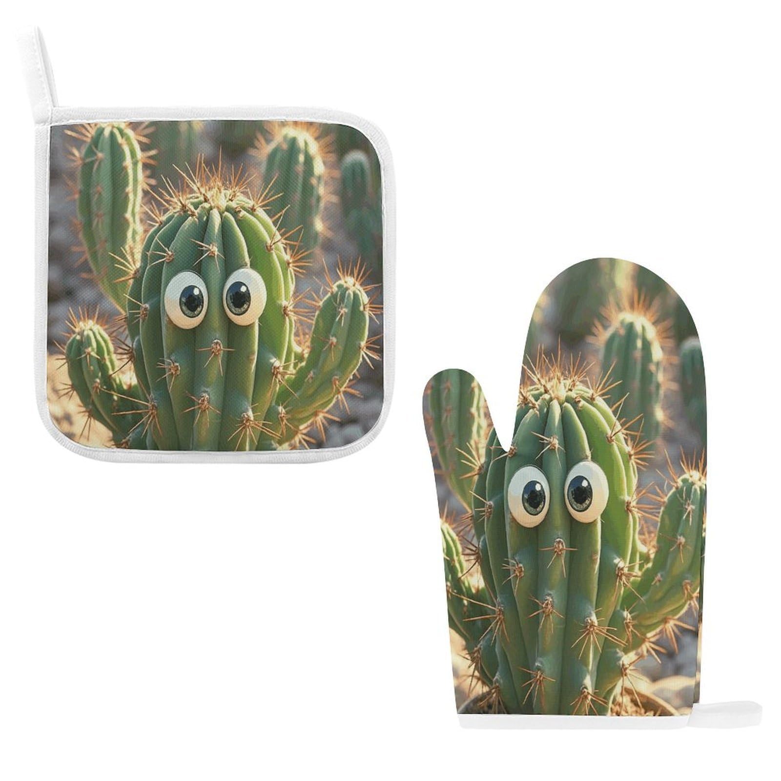 Fodpand Style Cute Cactus Oven Mitts And Pot Holders Sets