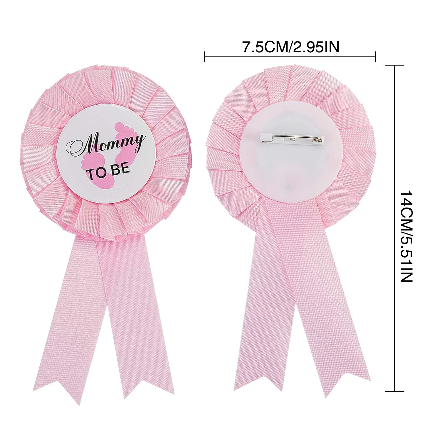 Daddy and Mommy to Be Badge Decoración con lazo para regalo de papá nuevo, mamá, hojalata roseta insignia pin botón género aguja para nacimiento niña niño baby shower decoración de fiesta (rosa azul)