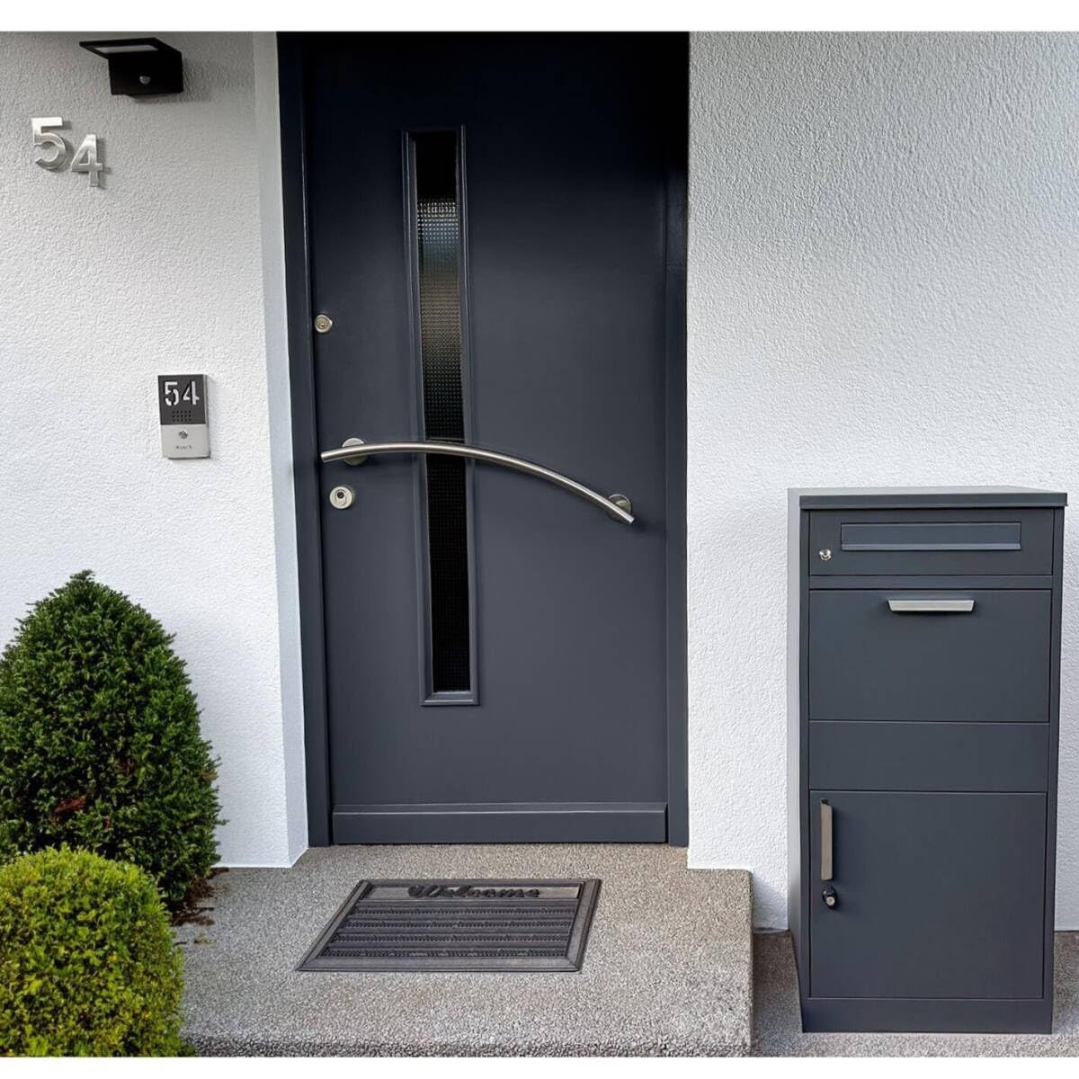Metzler campanello wireless acciaio inox V2A pulsante porta ingresso incisione personalizzata montaggio a parete nero RAL 9005 portata 200m impermeabile IP67 batteria A23 inclusa melodie selezionabili