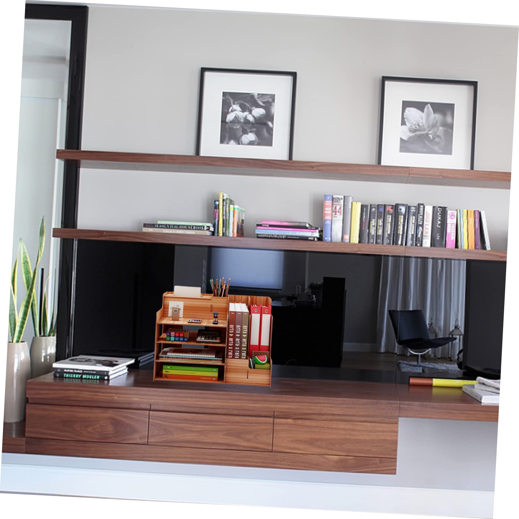 Angoily Étagère De Rangement De Table Bois Pour Papeterie Avec Structure Et Organiser Petits Objets