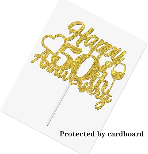 Miniatura 2 de Decoración de pastel de feliz 50 aniversario, decoraciones de aniversario de boda 50, suministros de decoración de pasteles de fiesta de boda