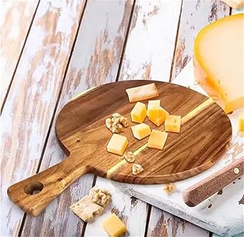 木製円形サービングボード 持ち手付き Amazon | サービングボード 木製 円形、手付き プレートまな板