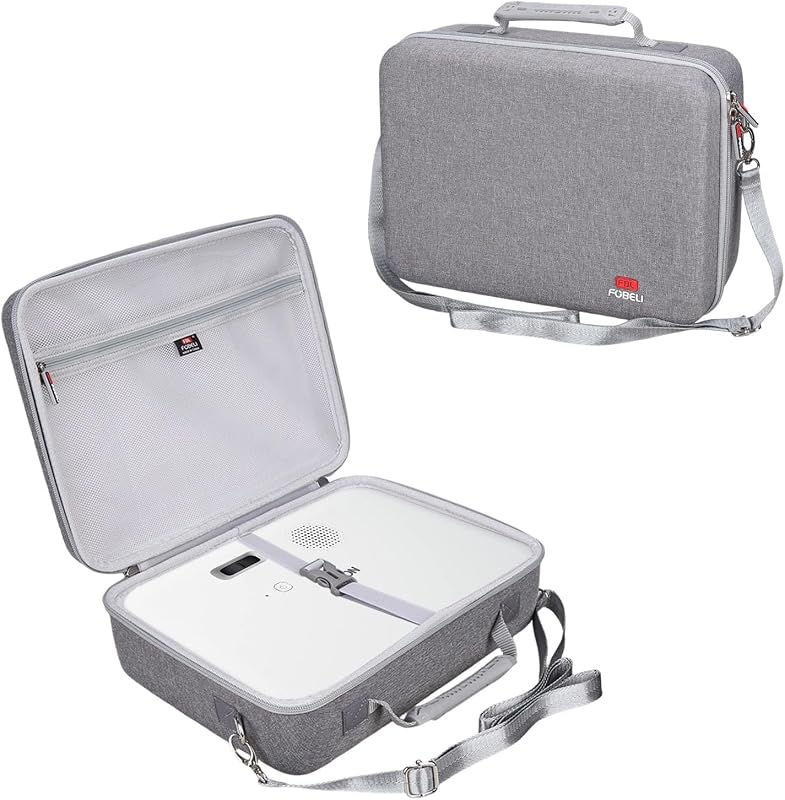 FBLFOBELI Carrying Case for Epson EpiqVision Flex CO-W01 CO-FH02 Projector | Hard EVA Shell with Handle, Detachable Shoulder Strap, 12.8x9.6x4.7 Inches, Fits Most Major Mini Projectors, Zipper Pocket