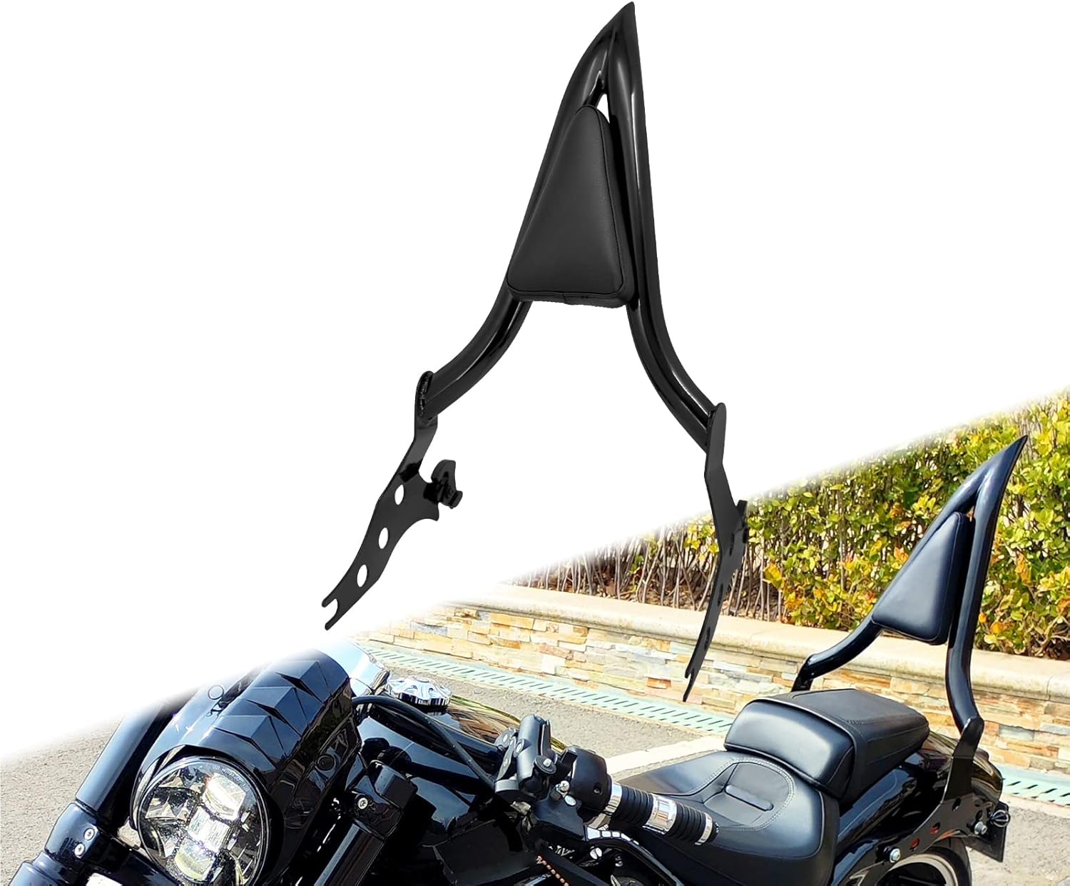 Motorcycle Sissy Bar Detachable Passenger Backrest with Cushion Pad Fit For Harley Softail Fat Boy FLFBS 2018-2023 Breakout FXSB 2013-2023 (Black)