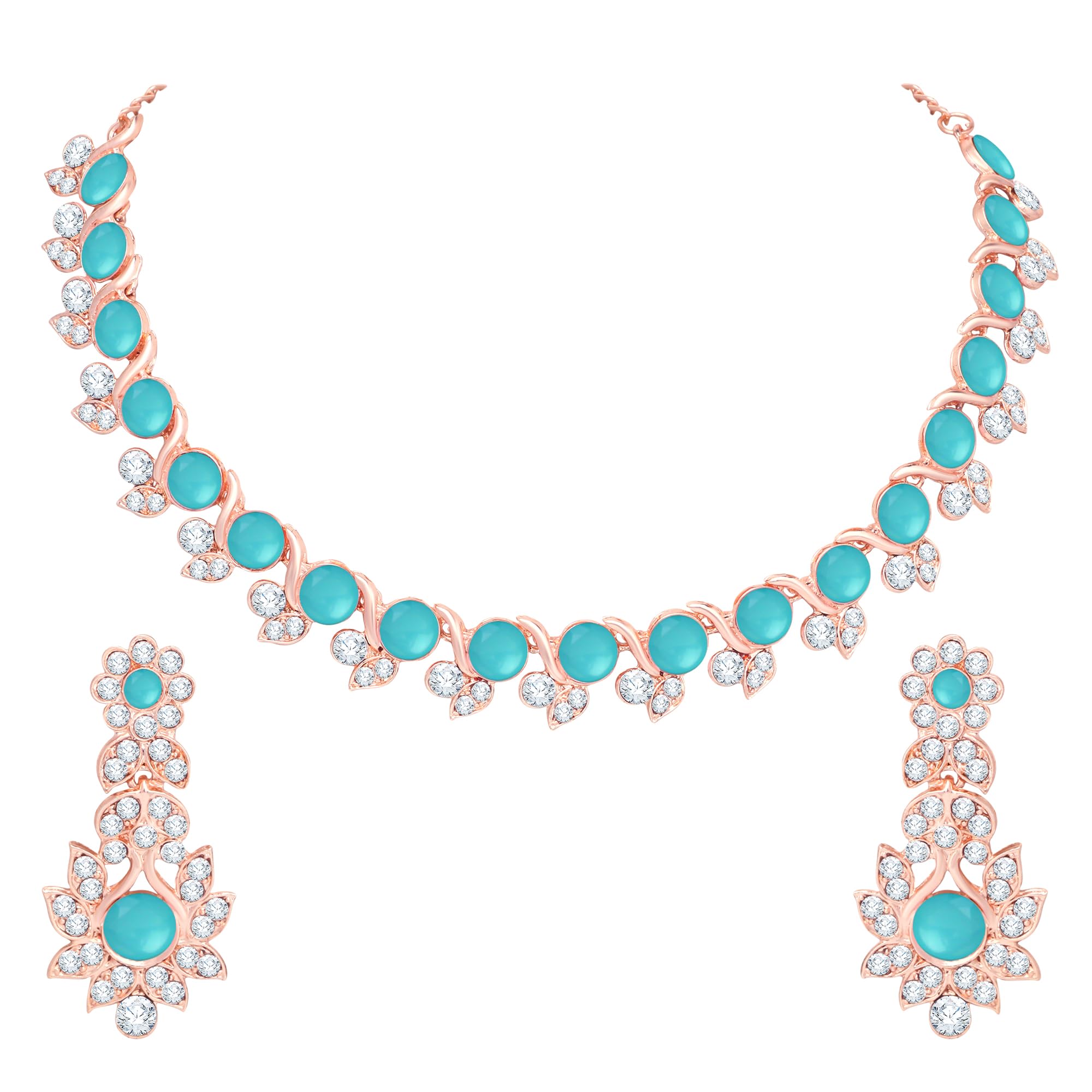 Atasi InternationalCrystal Necklace Jewellery Set with Earrings for Women and Girls| Stylish Accessory for Parties, Weddings, and Festivals | Ideal Gift for Special Occasions