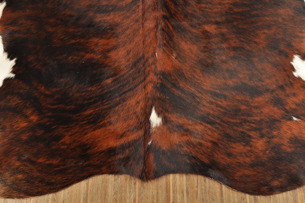 generisch Kuhfell Stierfell Teppich, Braun Weiß Dreifarbig, 210 x 190 cm