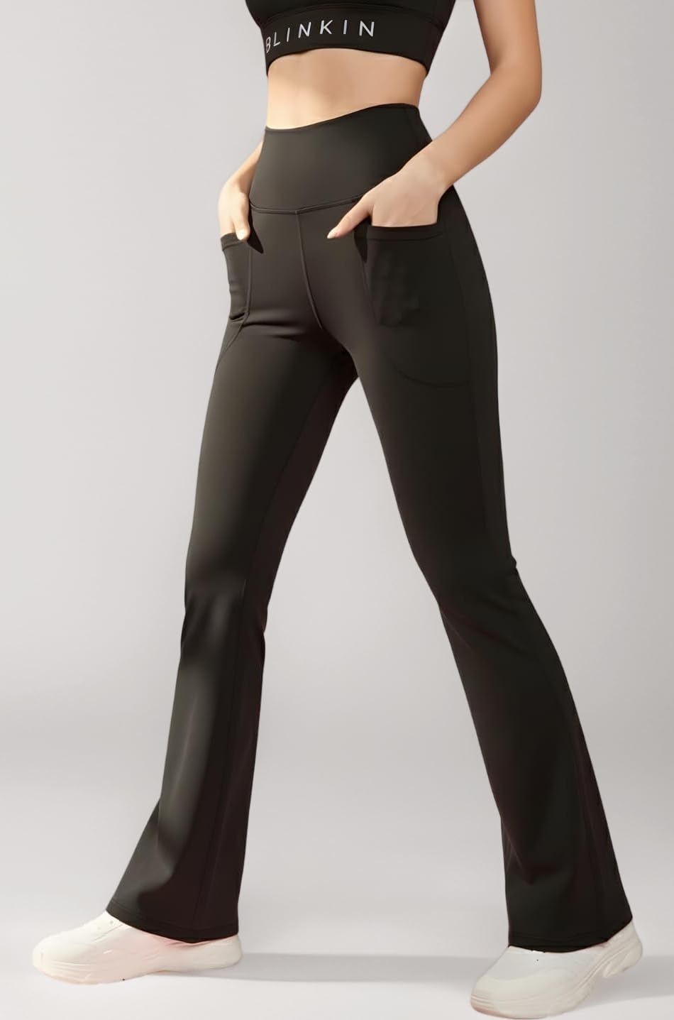 Flared Gym Pants for Women's Workout - The Ultimate Yoga Pants | Workout Lowers | Gym Track Pants for Women with Side Pockets (4830)