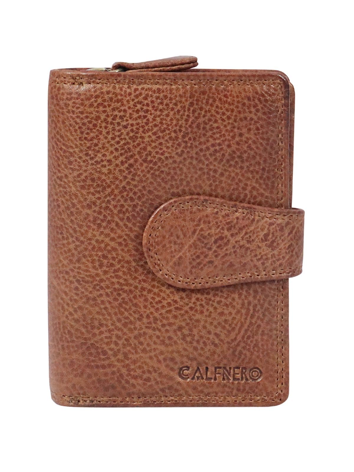 calfnero Women's Genuine Leather Wallet-Long Purse Wallet with Multiple Card Slots, Zip Pocket and Note Compartments (Cognac)-picture-15