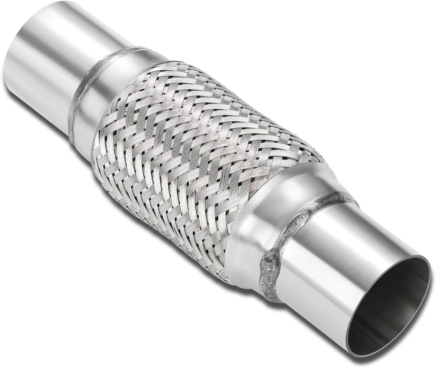 DNA MOTORING Exhaust Flex Pipe, 2" x 4" x 8" Stainless Steel Double Braid Heavy Duty Exhaust Flexible Tube, Universal type Muffler Pipe, FXP-2-4-8