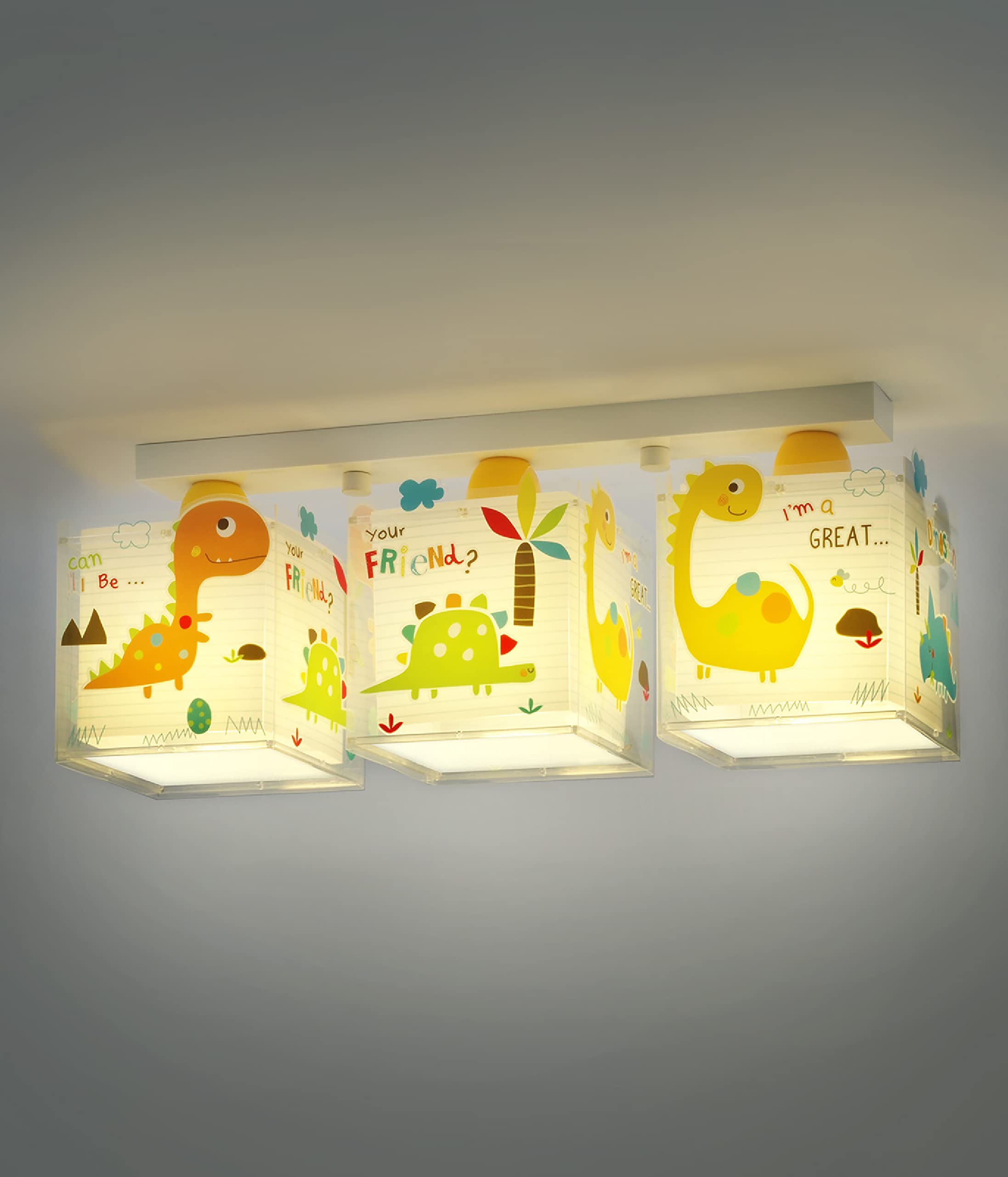 Dalber Lámpara Plafón Infantil 3 Luces Dinosaurios 73453 E27