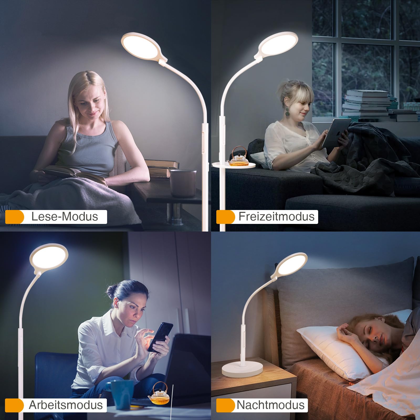 SOLLA Tageslichtleuchten Stehleuchte, UV-Freie LED Tageslichtlampe, 11,000 Lux, 5 Farben, 10 Helligkeiten, Touch-Steuerung mit Fernbedienung