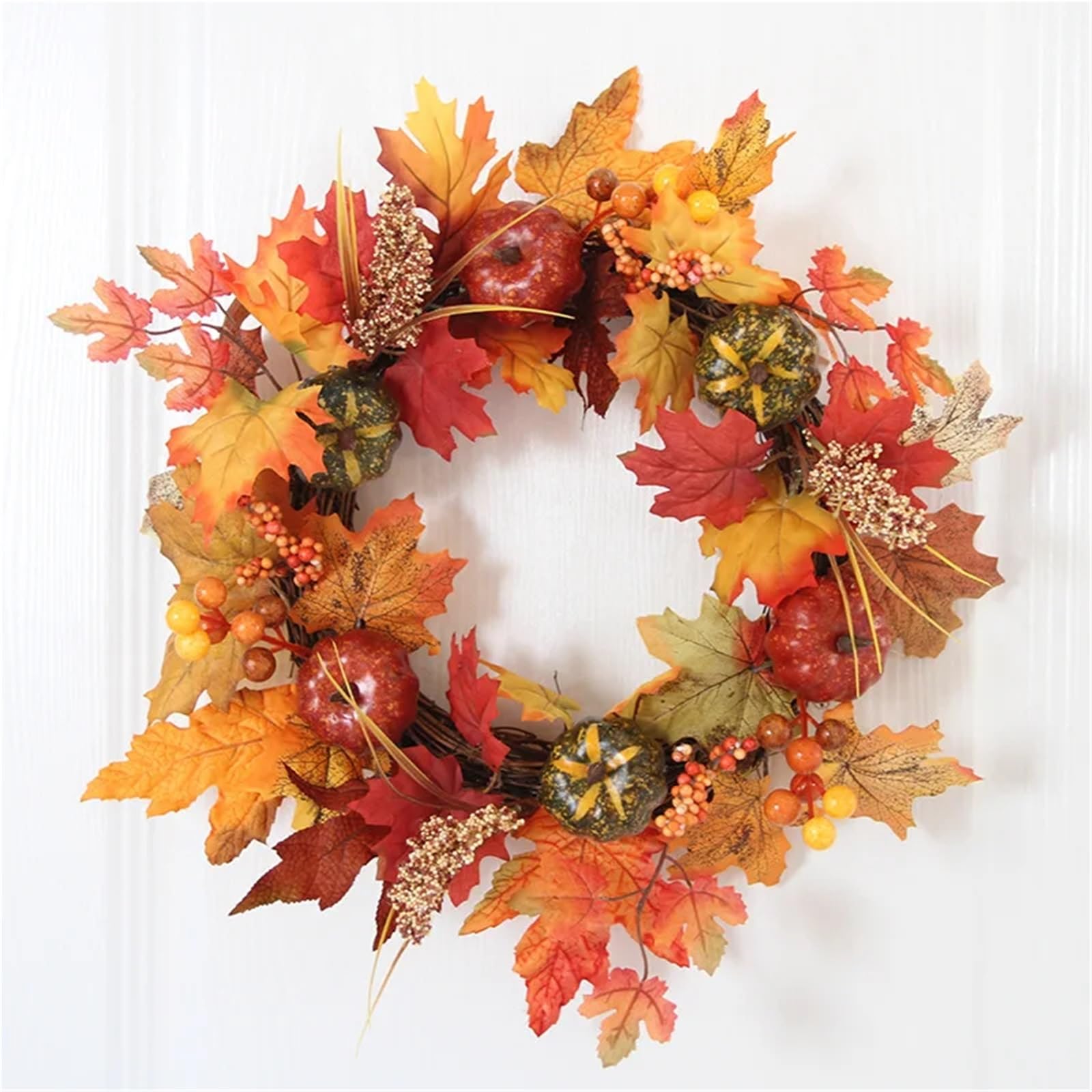 Türkranz Türkranz Herbst Ahorn Kürbis Kränze for Front Mit Berry Tannenzapfen Hause Außerhalb Dekoration Zur Dekoration(E-45cm)