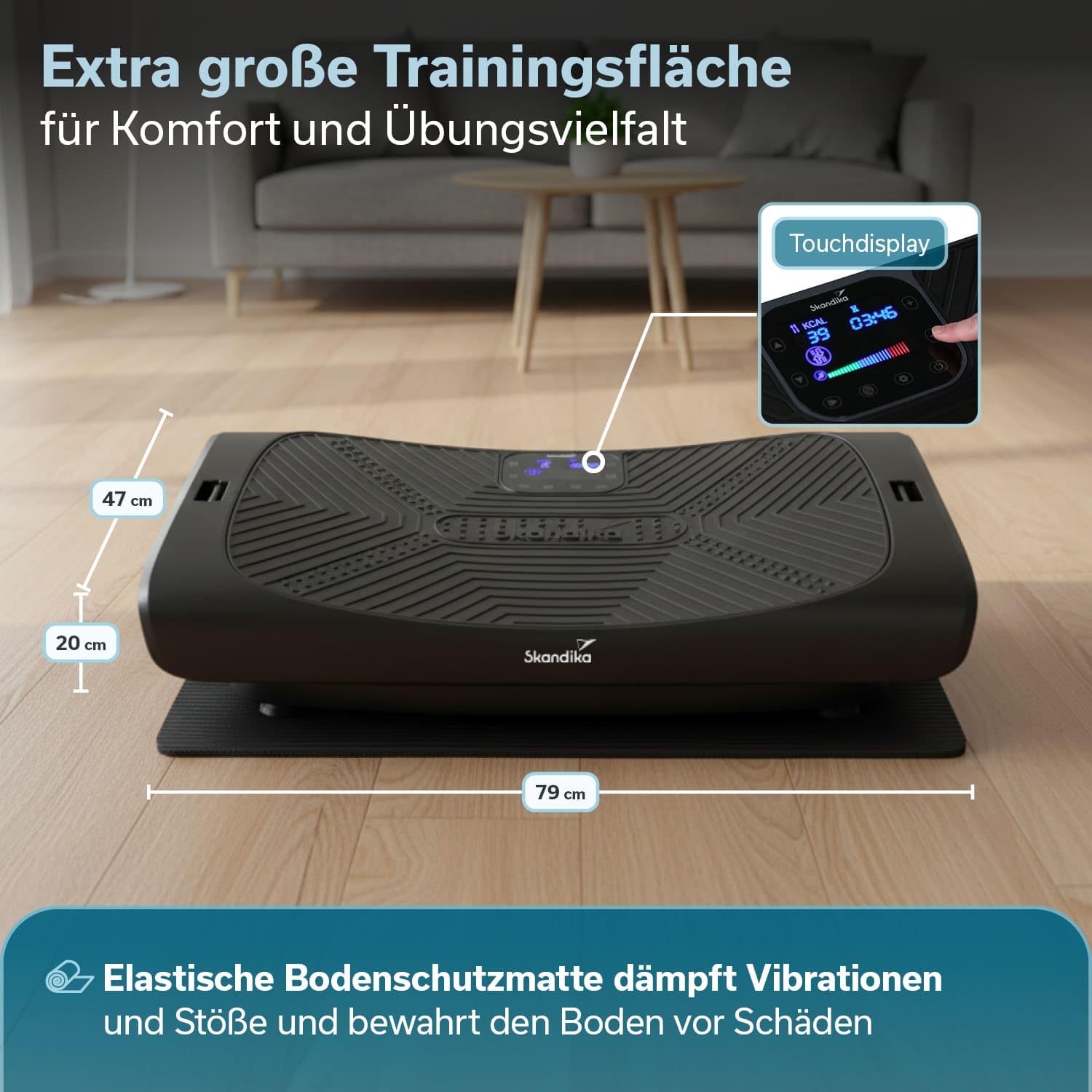 Skandika Plataforma vibratoria 4D V3000 Plus - Vibración oscilante hasta 40 Hz - hasta 150 kg | Tecnología Curved - Esterilla Protectora para el Suelo - Cintas de Entrenamiento