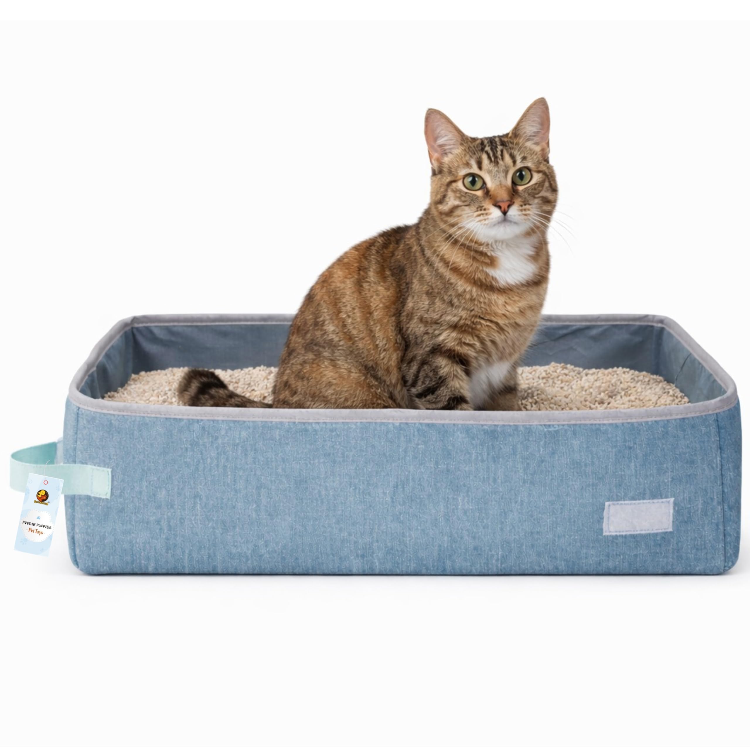 Foodie Puppies Foldable Cat Litter Box - (48 x 38 x 12 cm) for Indoor & Outdoor, Waterproof & Washable, Litter Tray, Portable Reusable Litter Boxes for All Adult Cats & Kittens-image-42