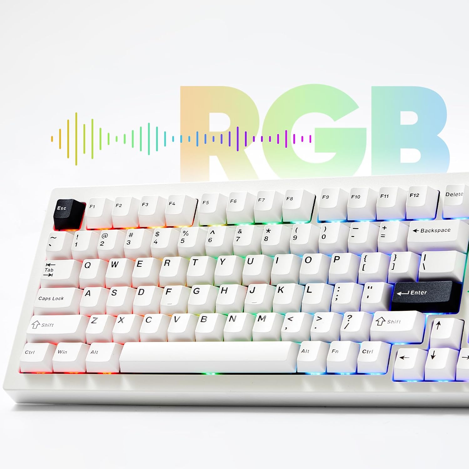 Akko 5075 V3 Black on White Gaming Keyboard, 75% Multi-Modes Gasket Mount Mechanical Keyboard Programmable with RGB Backlit Hot-swappable Frost Pink Switch