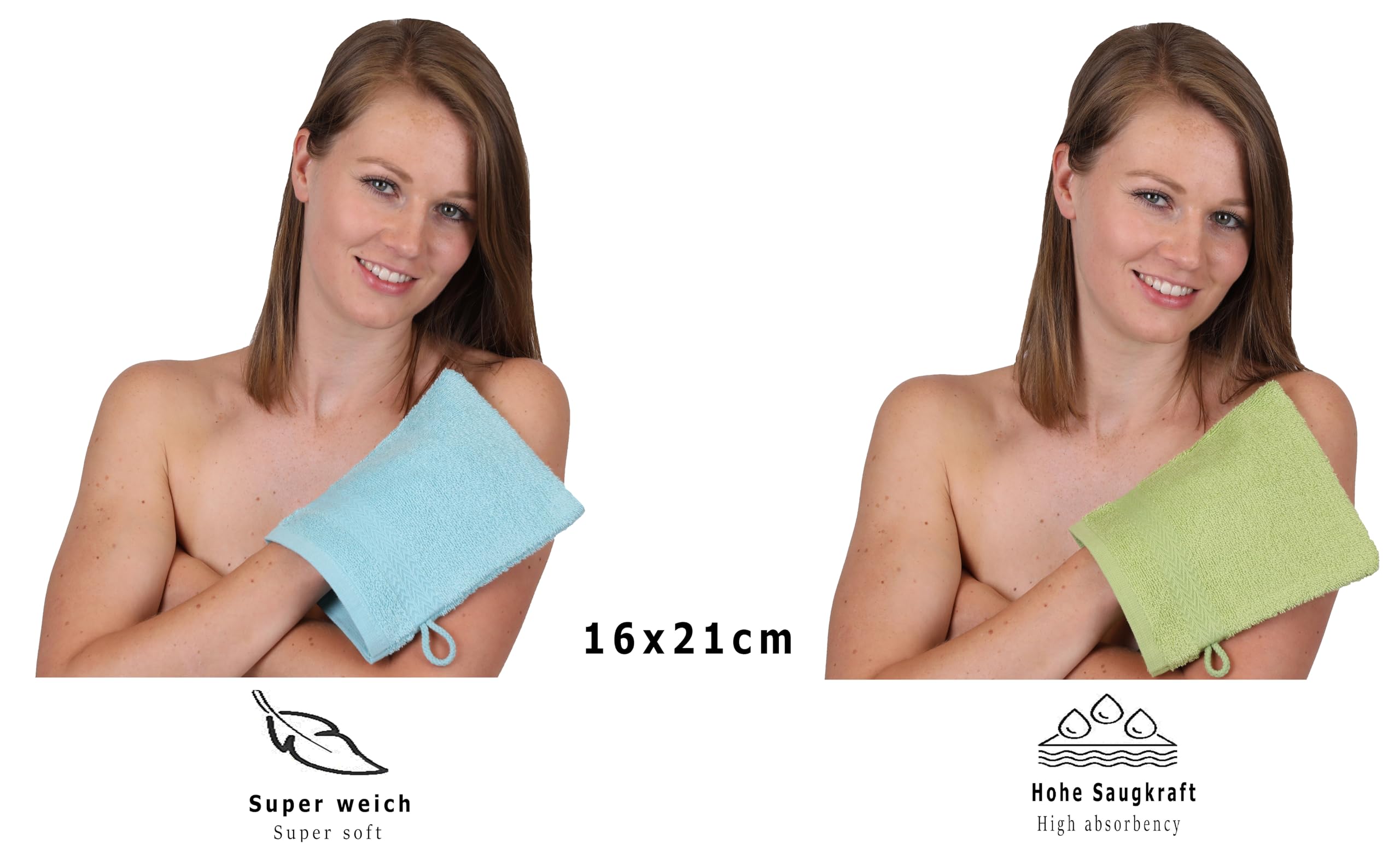 Lot De 2 Gants De Toilette Coton 16x21cm Santorini Liteau Bleu Mer