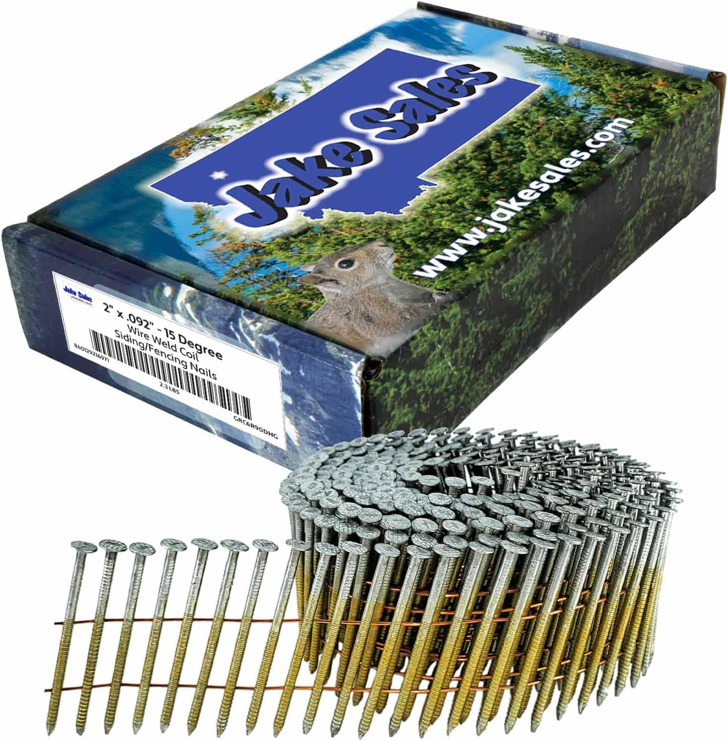 2" x .092 15° Wire Weld Collated Ring Shank Nails - Hot Galvanized - For Siding, Fencing, Roofing, and General Construction - ~600 Nails